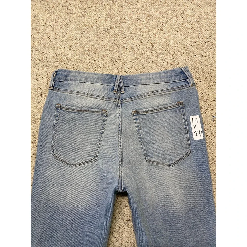 Good American Good Legs Crossover Waist Crop Skinny Size 14/32 Raw Hem BLUE410